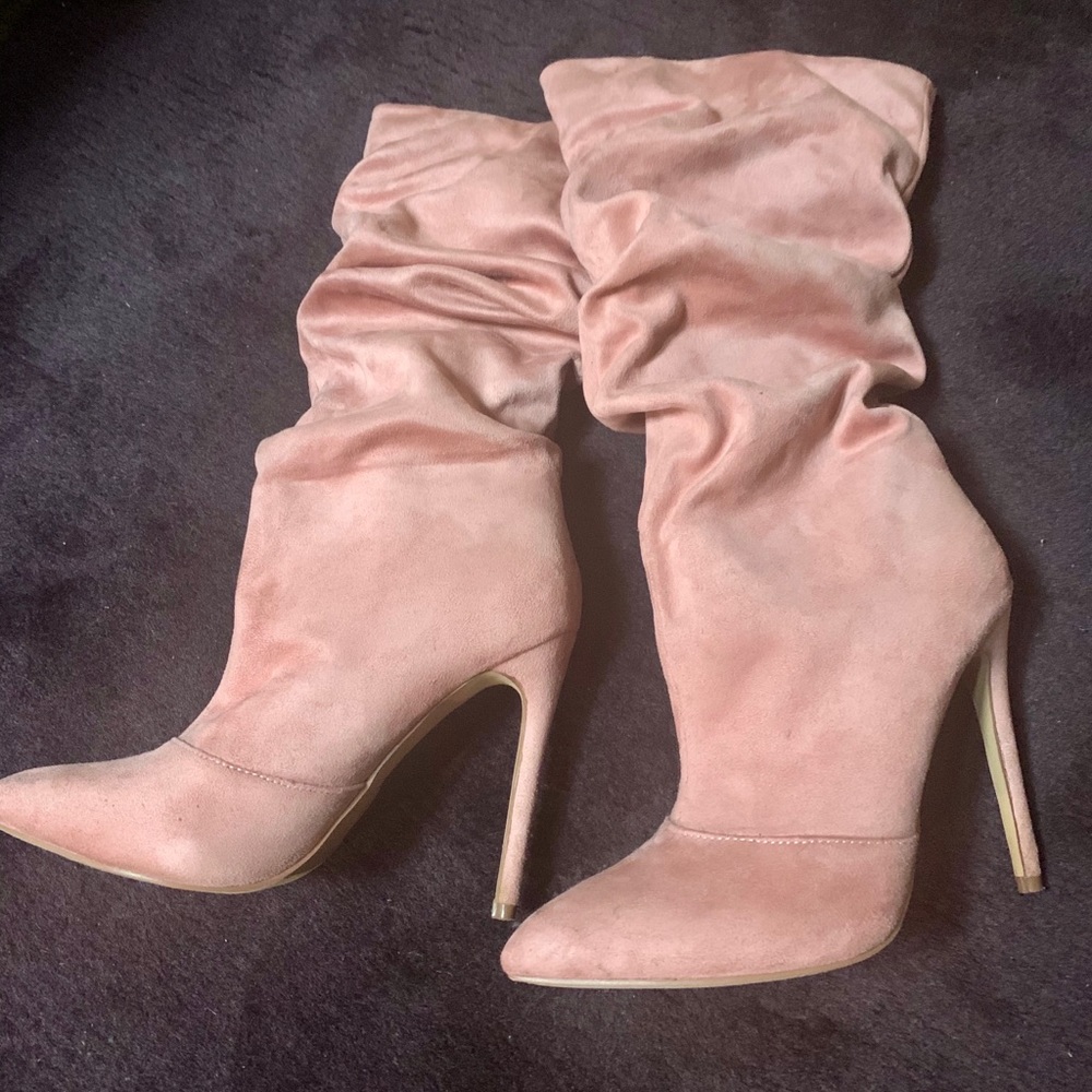 Pink High heel slouch boots